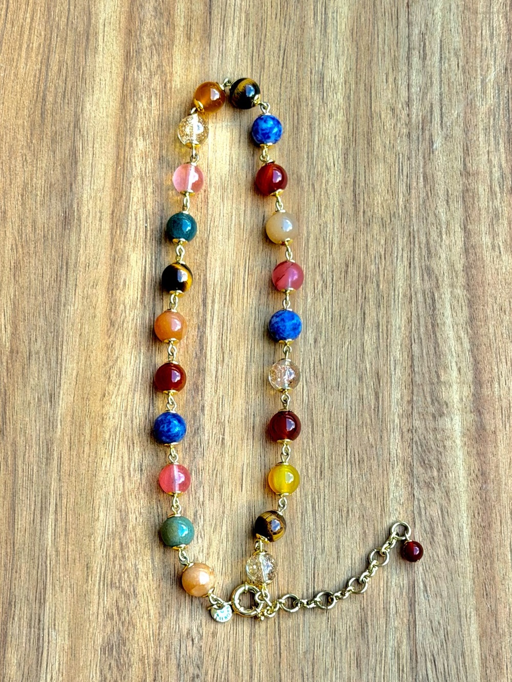 Multi-color Necklace of Semi-precious Stone Beads